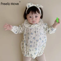 freely move 2022 children clothes autumn infant baby girls bodysuits long sleeve cotton floral lace toddler baby girl jumpsuit