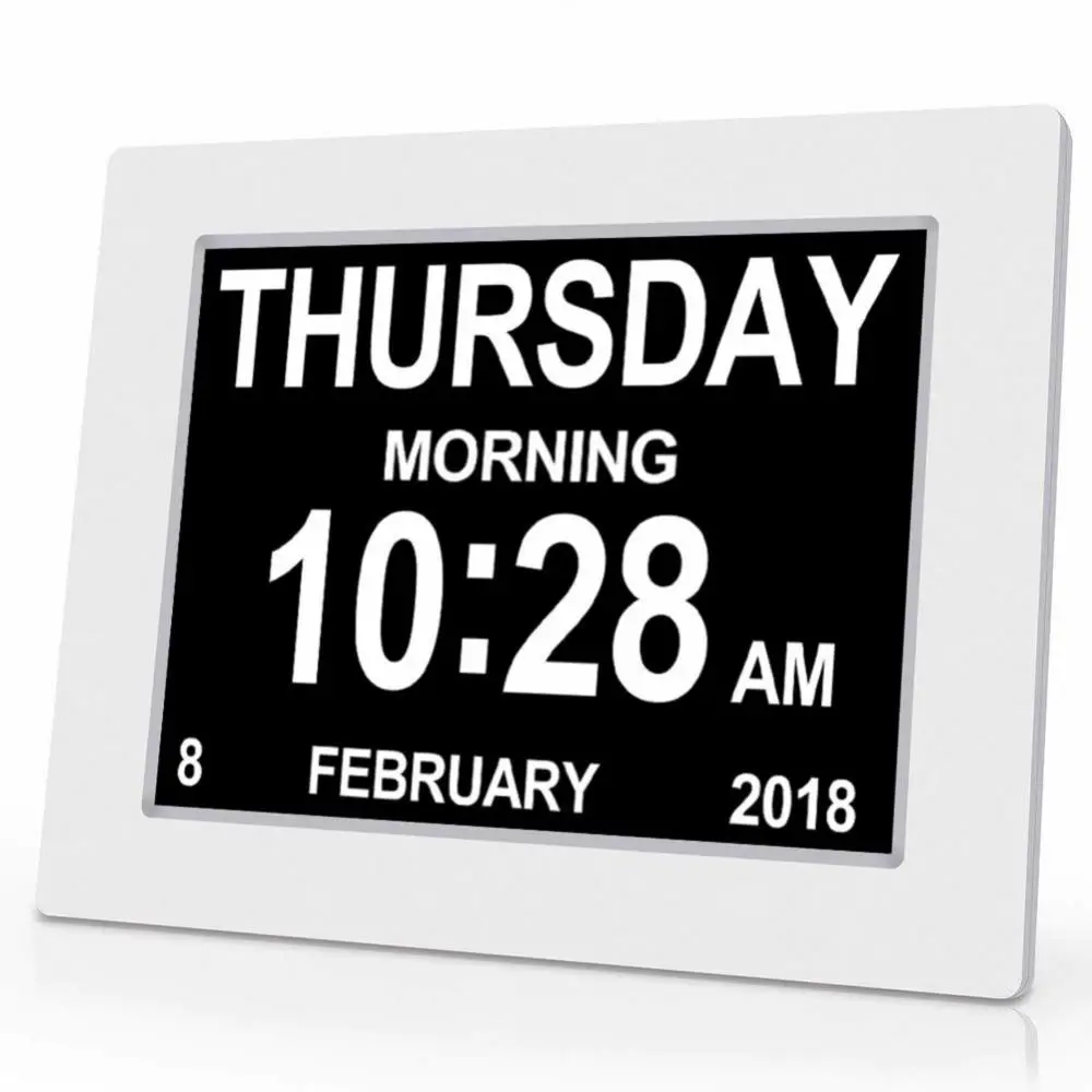 

8-inch Digital Calendar Day Clock Big Font Alarm Clocks Large Screen Display Time Date Month Year Dementia Clocks For Elderly