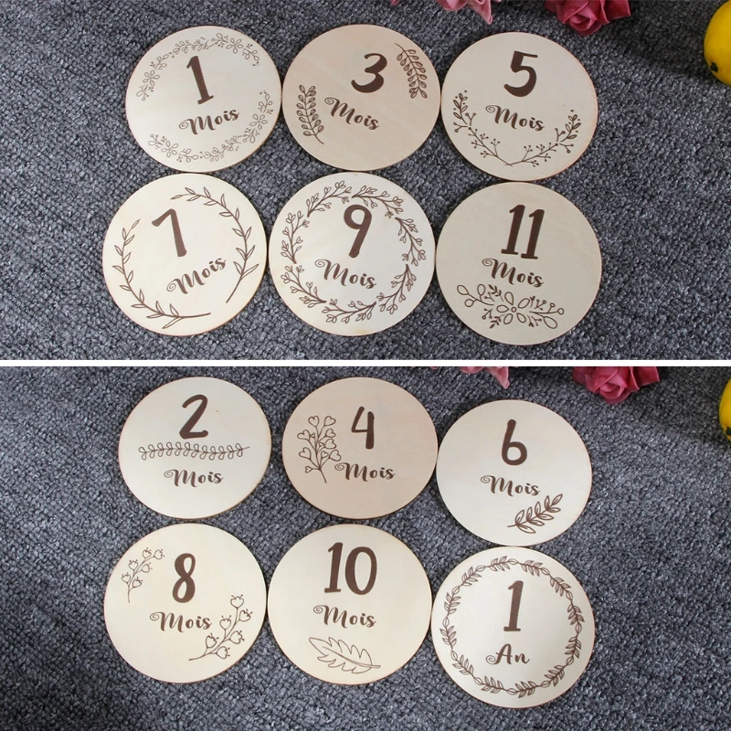 6 Pcs/Set Handmade Baby Milestone Cards Infants Birth Growth Album Photography Props Newborn Monthly Recording Cards French Toys
