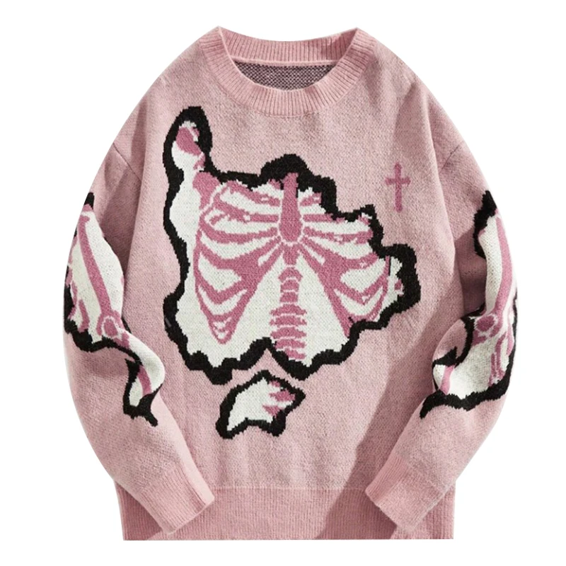 Traf 2024 Winter New Fashionable Versatile Hot Selling Women's Round Neck Hoodie y2k Skull Printed Warm Sweater