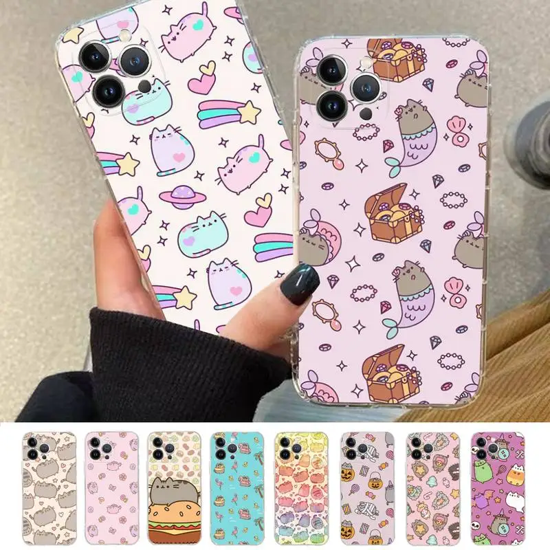 

P-Pu-sheen Cat Phone Case For iPhone 14 11 12 13 Mini Pro XS Max Cover 6 7 8 Plus X XR SE 2020 Funda Shell