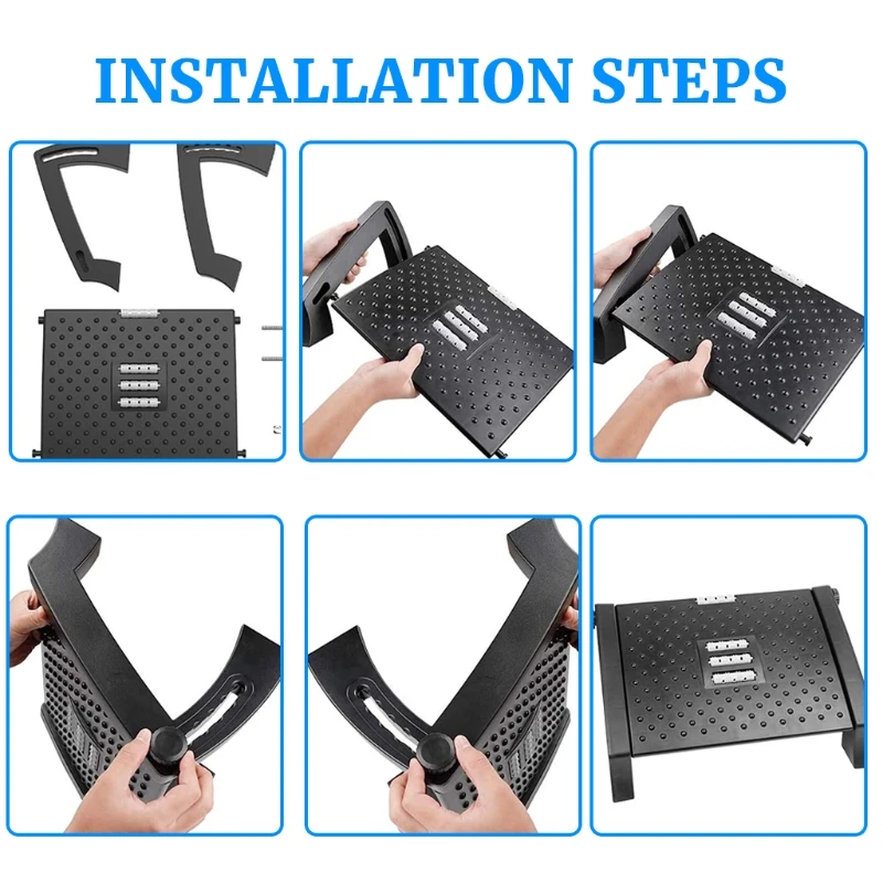 

Height Adjustable Footrest with Massage Surface Under Desk Ergonomic Comfort Home & Office Foot Stool 53CA