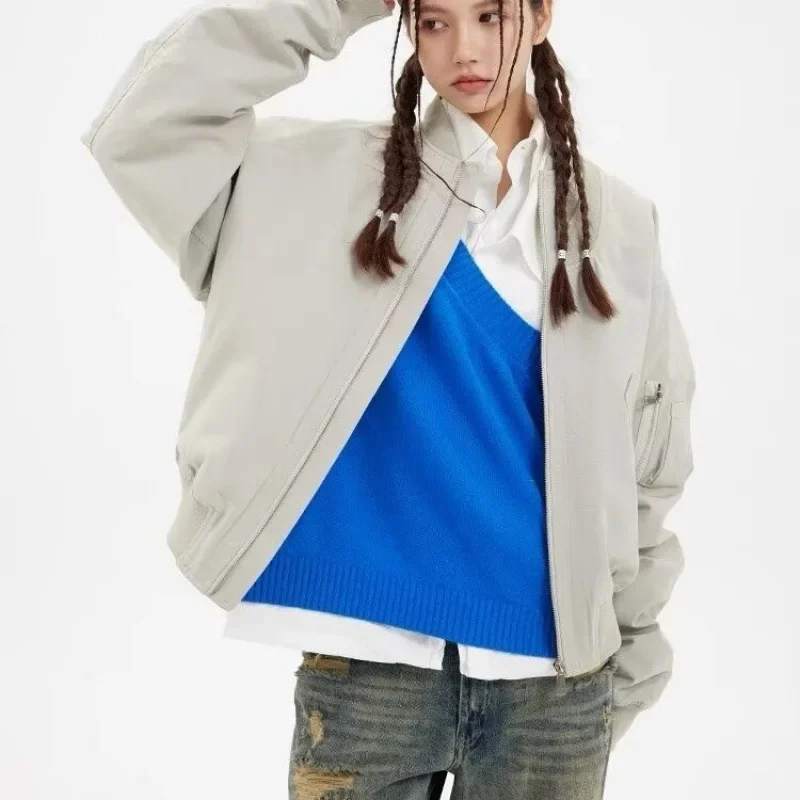 Американская винтажная куртка-бомбер женская свободная куртка в корейском стиле