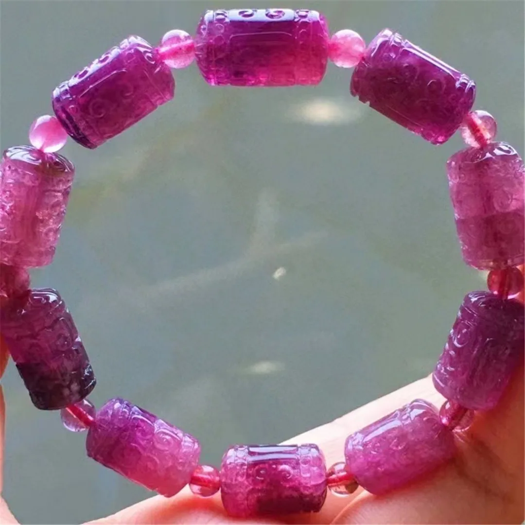 

Top Natural Red Tourmaline Quartz Bracelet Jewelry For Women Man Love Gift Crystal 15x8mm Crafted Beads Gemstone Strands AAAAA