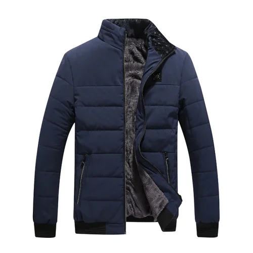 

Men's Winter Jacket Plus Cashmere Blouson Homme Male Stand Collar Business Coat Thick Keep Warm Splice Cotton clothing