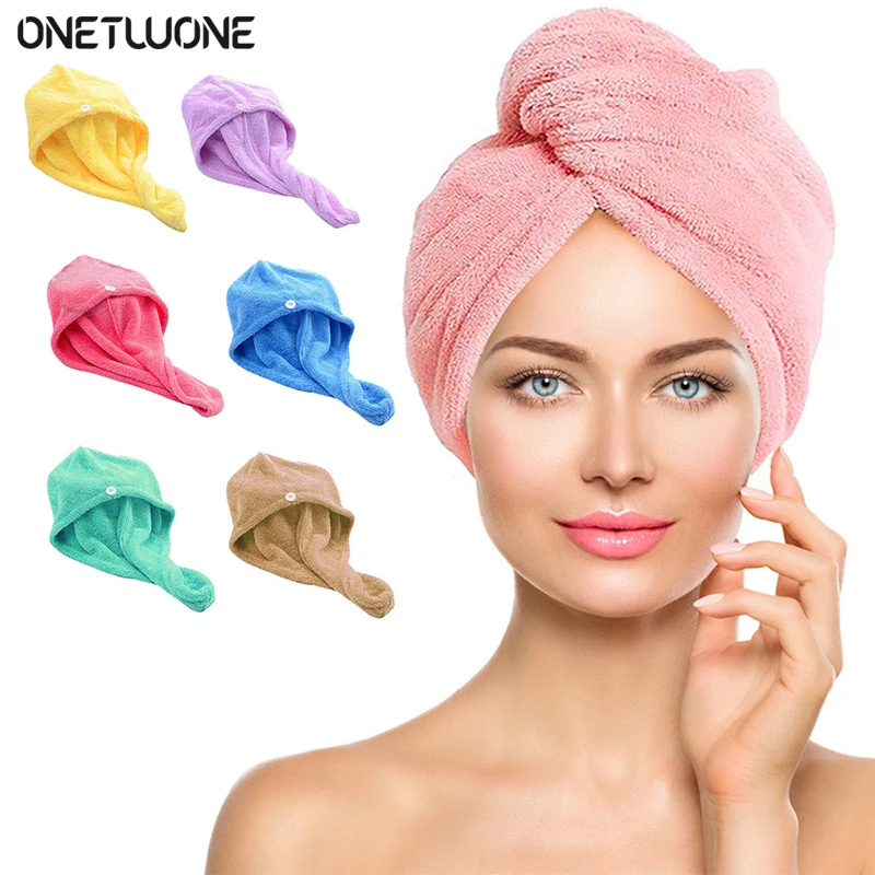 

Microfiber Hair Towel,Care Cap with Button,Super Absorbent Hair Towel Wrap Fast Drying Hair Wraps for Women Bathroom Accessories
