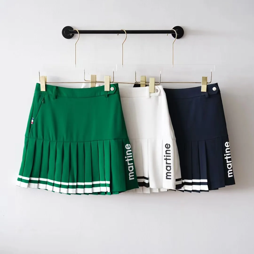 2023 Golf uniform Women's casual skirt Autumn comfortable fashion pleated skirt Outdoor sports Green white golf skirt