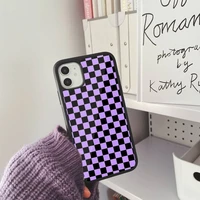 purple plaid art phone case silicone pctpu for iphone 6s 7 8 plus x xs max for apple phone xr 11 12 13 mini pro