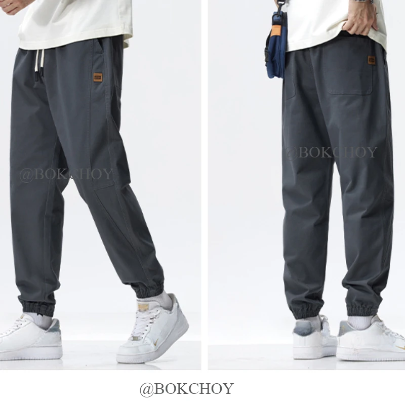 Повседневные хлопковые брюки на шнурке для мужчин одежда однотонная уличная