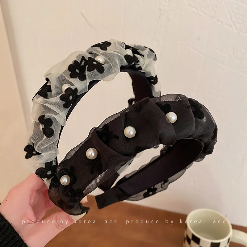 

Eugen Yarn Pearl Printing Retro Style Hair Band (korean Version) Sweet Cool Style, Versatile, Simple And Small Band, Female
