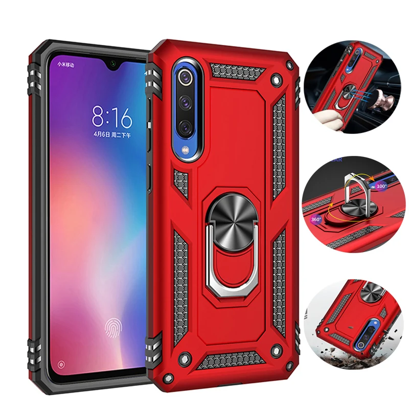 

Shockproof Phone Case For Redmi 7A K30 Mi 9 SE CC9E A3Lite 9Lite Ring Protective Cover For Xiaomi Play 12 12X 12Pro POCO X2