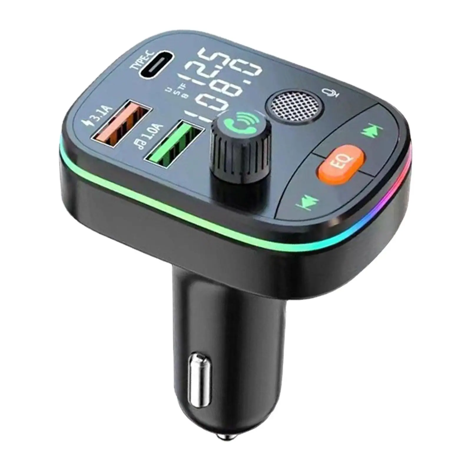 

Bluetooth Transmitter FM Colorful Atmosphere Lights Easy to Use USB Disk Mic