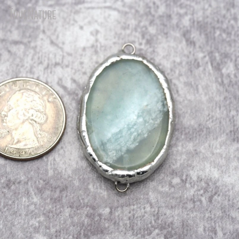 

10Pcs Wholesale Soldered Oval Shape Handmade Tin Amazonite Connector PC29588