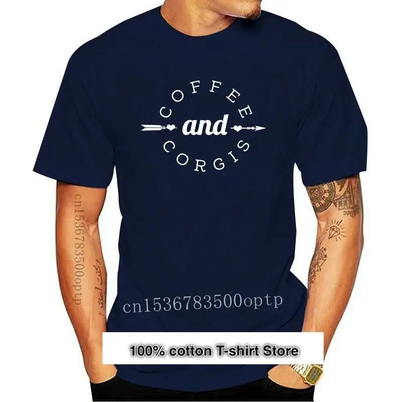 

Camiseta de algodón con estampado de café y Corgi para mujer, ropa divertida e informal para chica, 5 colores, S-624