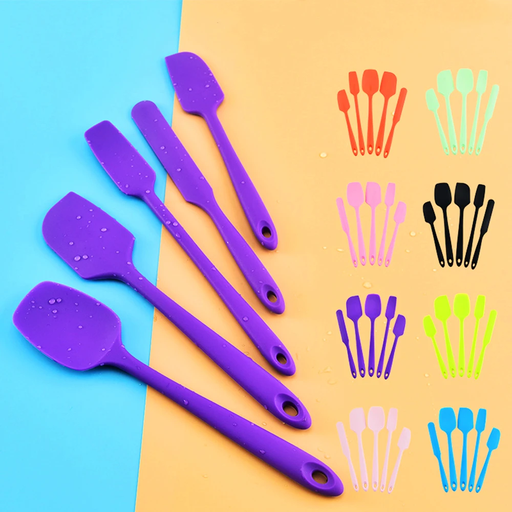 

5Pcs Kitchen Silicone Spatula Non-stick Cooking Dough Scrape Cream Heat-Resistant Utensils Baking Cake Tools