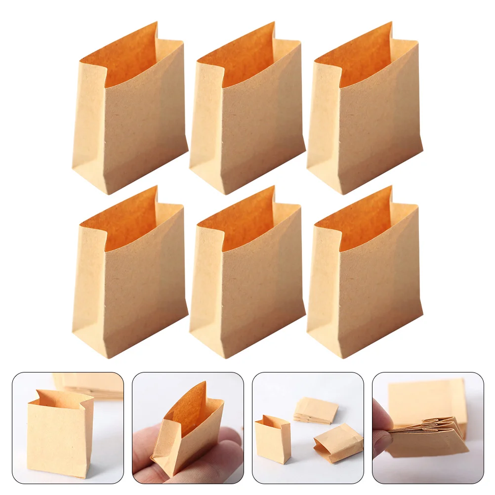 

Dollhouse Paper Bag Wrapping Bags Miniature Baking Bread Pouch Decor Model Kraft