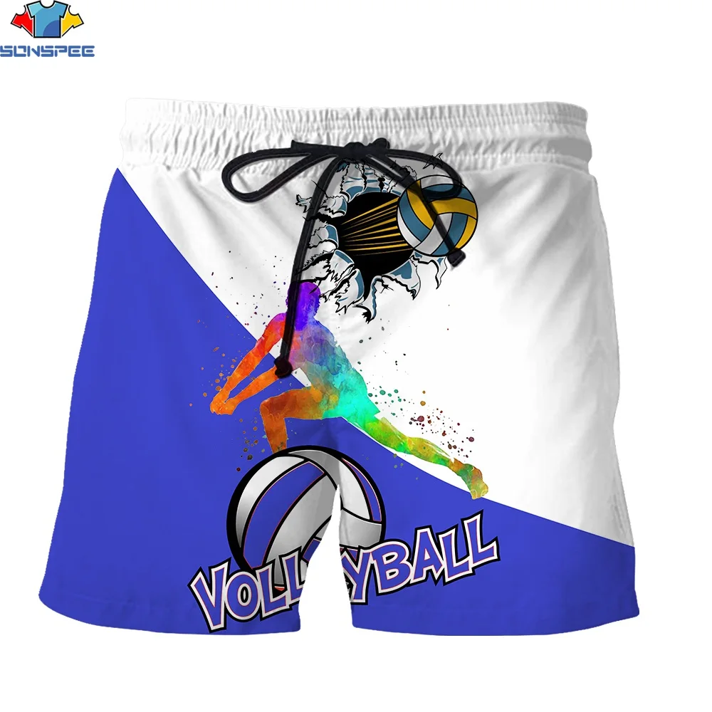 SONSPEE-pantalones cortos deportivos con estampado 3D para hombre, Shorts elásticos de poliéster, para voleibol, playa, Verano