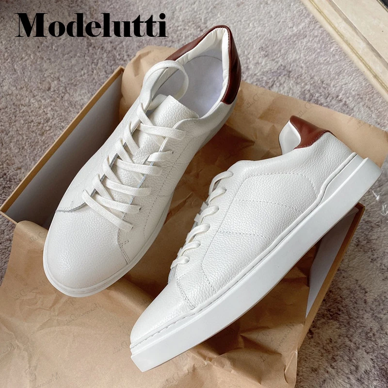 

Мужские туфли из натуральной кожи, с круглым носком, на плоской подошве