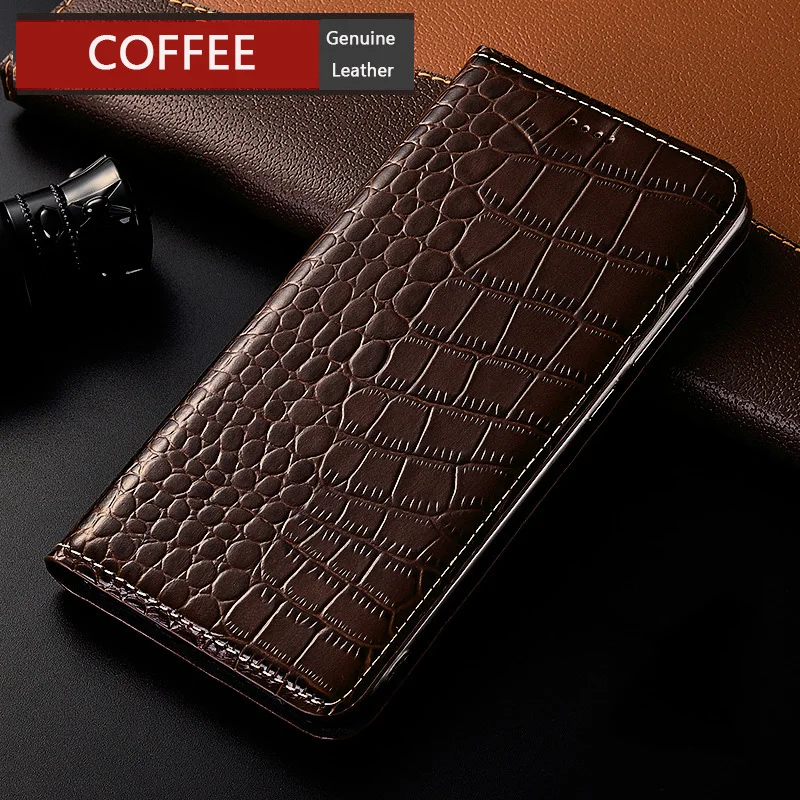 

Cowhide Genuine Leather Case For Samsung Galaxy M42 M01 M01S M02S M10S M30S M40S M60S M80S Crocodile Pattern Flip Leather Cover