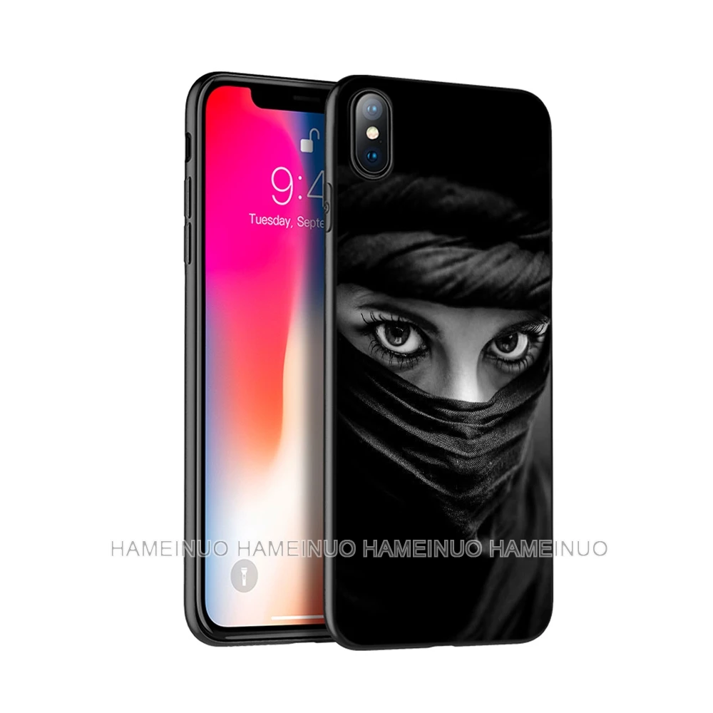 

Черный чехол из ТПУ для iphone 5 5s SE 2020 6 6s 7 8 plus X 10 XR XS 11 pro MAX, силиконовый чехол, мусульманская девушка, аль-Ислам