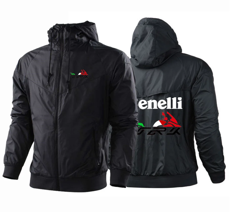 

2022 Men's BENELLI Printed Casual Hooded Bomber Jacket Spring Autumn Hip-hop Windbreaker Harajuku Style Sportswear Zipper Coats