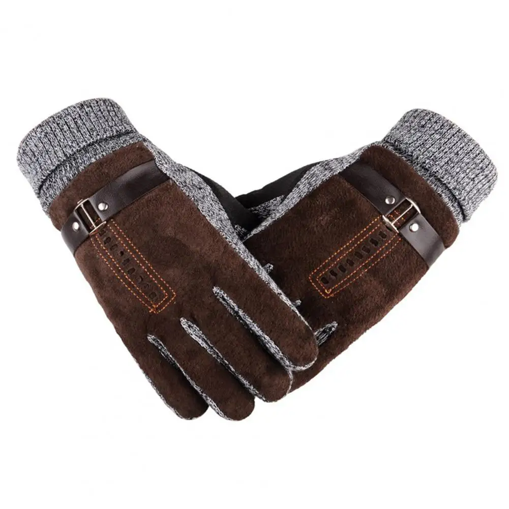 

1 Pair Winter Gloves Soft Wear-resistant Cold-proof Color Matching Men Gloves Men Gloves for Cycling