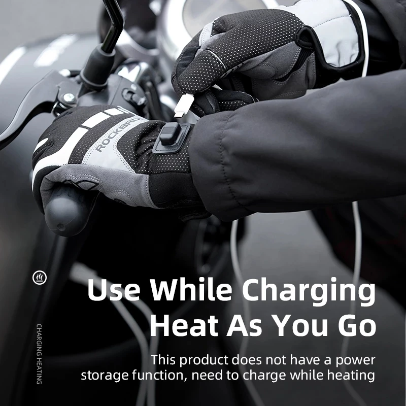 

ROCKBROS Winter USB Charging Heating Gloves Motorcycle Heating Gloves Touch Screen Non-slip Motorbike Riding Gloves