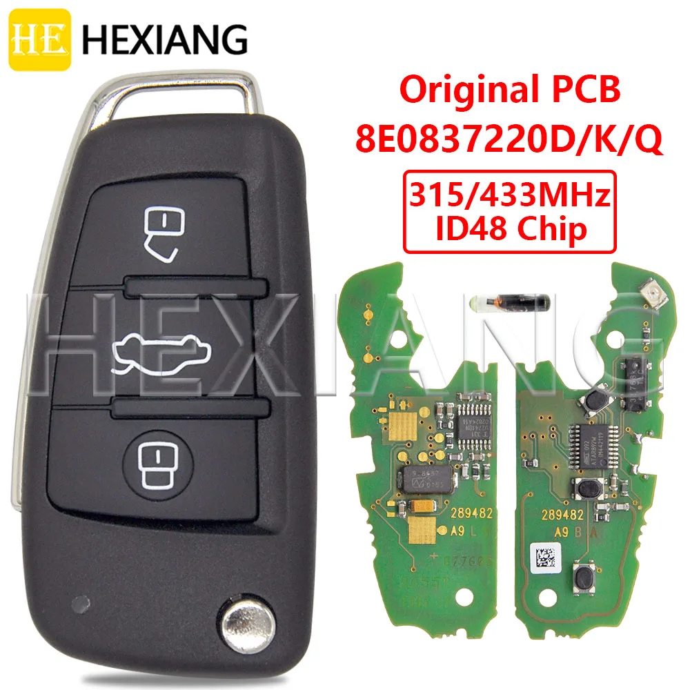 DR Original PCB 8E 0837220 D/220K/220Q ID48Chip 315/433 МГц автомобильный дистанционный ключ для Audi A2 A4 S4