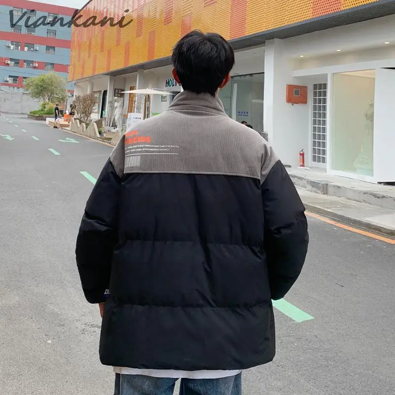Japanese Thicken Jackets Men Warm Parkas Fashion Warm Coat Winter Streetwear Vintage Oversized Contrast Casual Jackets 2022 New