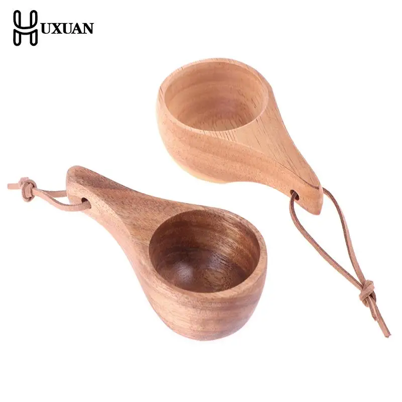 Finland Tea Cup Rubber Wood Small Wooden Mug Single Hole Water Coffee Cups Household Kitchen Supplies