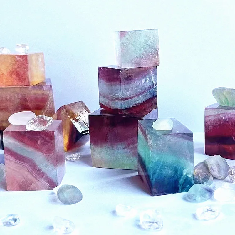 Радуга флюорита из натурального полированного драгоценного камня Хрустальный