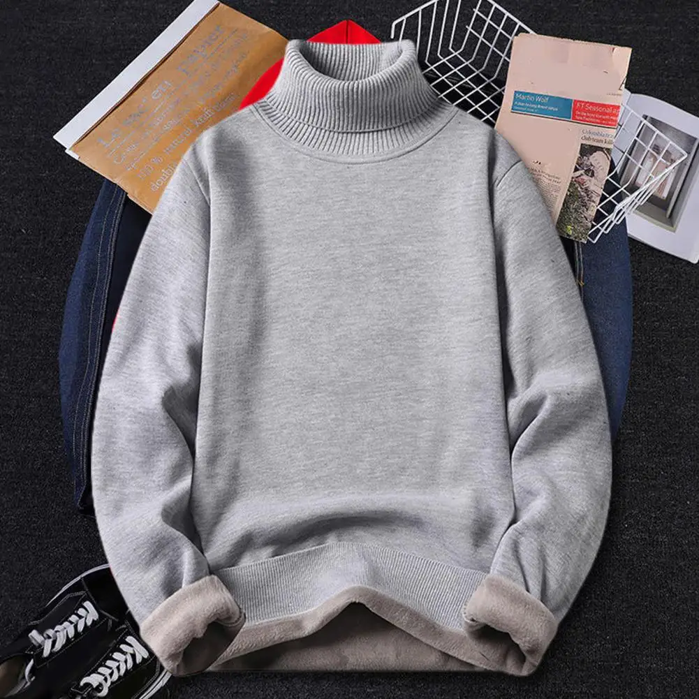 

Stylish Pullover Sweater Long Sleeves Skin-touch Men Sweater Fall Winter Solid Color Slim Fit Warm Pullover Sweater