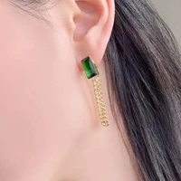 emeralds gem dangle earrings tassel o chain turquoise drop earring for women girls elegant gold ear rings fashion jewelry gifts