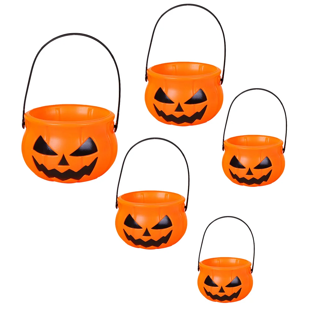 

Bucket Pumpkin Candy Jack Lanternholder Goodie Pail Kids Bags Treating Or Trick Snacks Container Vintage Orange Treat Basket