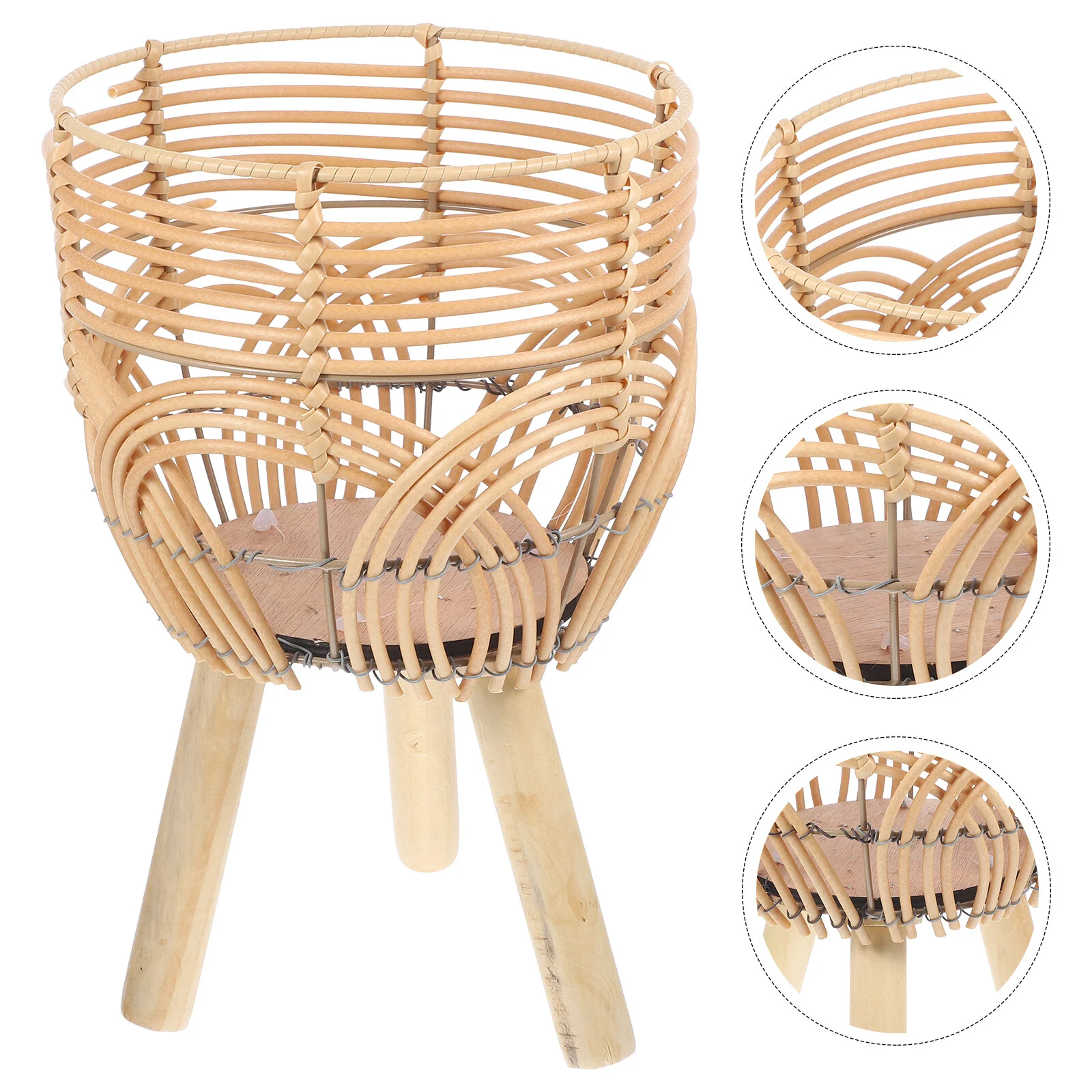

Succulent Bowl Plants Holder Household Indoor Green Home Decor Flower Pot Stand Bamboo Rack Planting Storage Containers