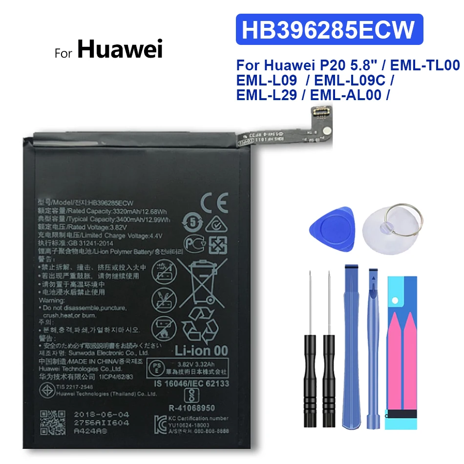 

Phone Battery for Huawei P20, for Honor 10Lite 10I 20i, HB396285ECW, 3400mAh, In Stock, 100% New