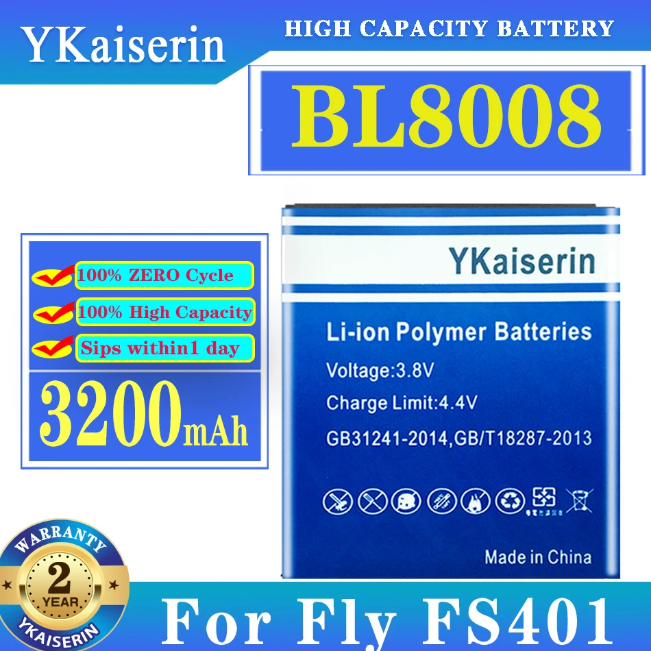 

YKaiserin Brand New 3200mAh BL8008 Replacement Li-ion Battery For FLY BL 8008 W0F96 FS401 Stratus 1 + Tracking Code