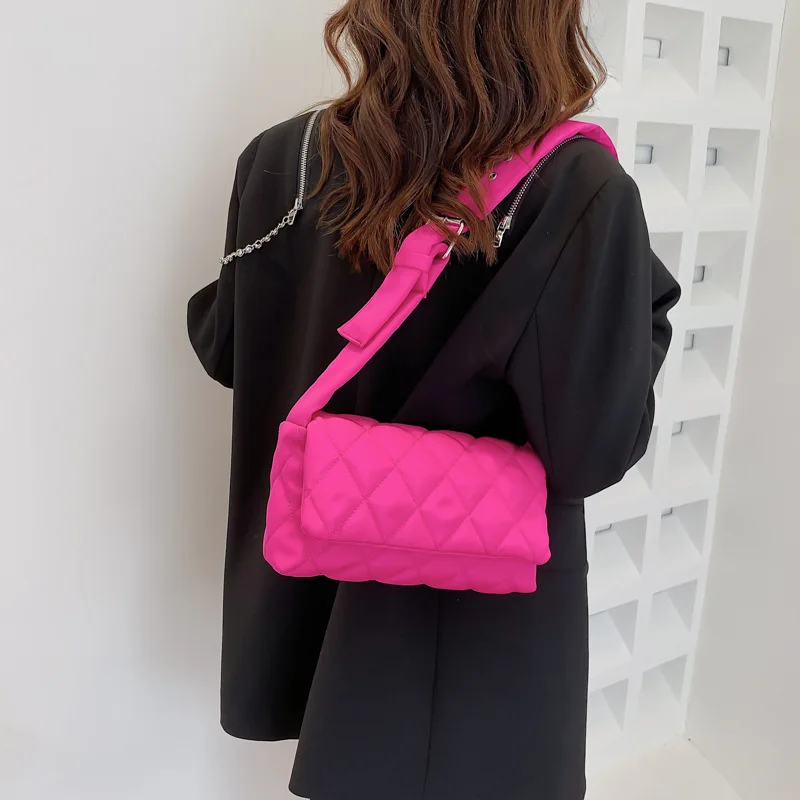 Rhombus Casual Pouch Women's Fashion Embroidery Thread Large Capacity Shoulder Bag Messenger Bag