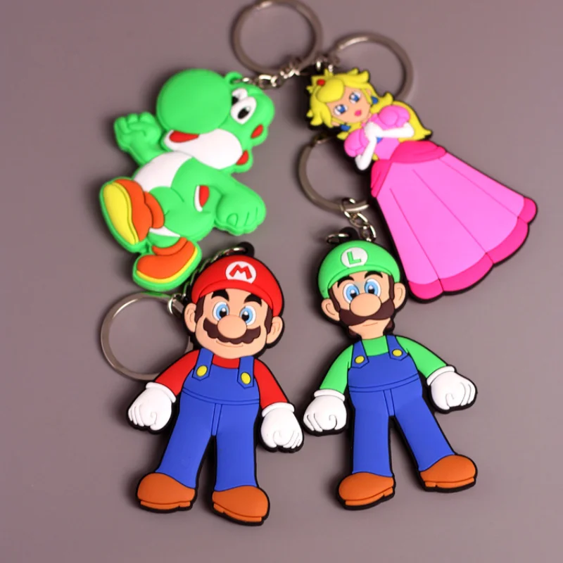 

Super Mario Anime Toys PVC Keychain Mario Bros Game Character Luigi Bowser Yoshi Wario Peach Keyring Bags Pendant Birthday Gifts