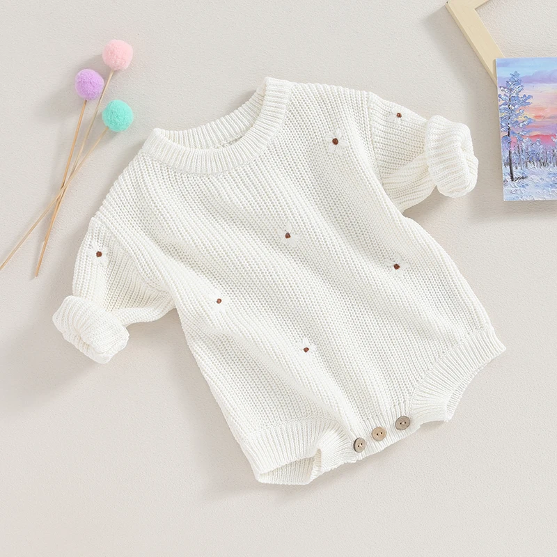 

0-5T Toddler Baby Girl Sweater Knit Sweatshirt Romper Floral Warm Sweatshirt Sweaters Top Baby Girl Fall Winter Clothes