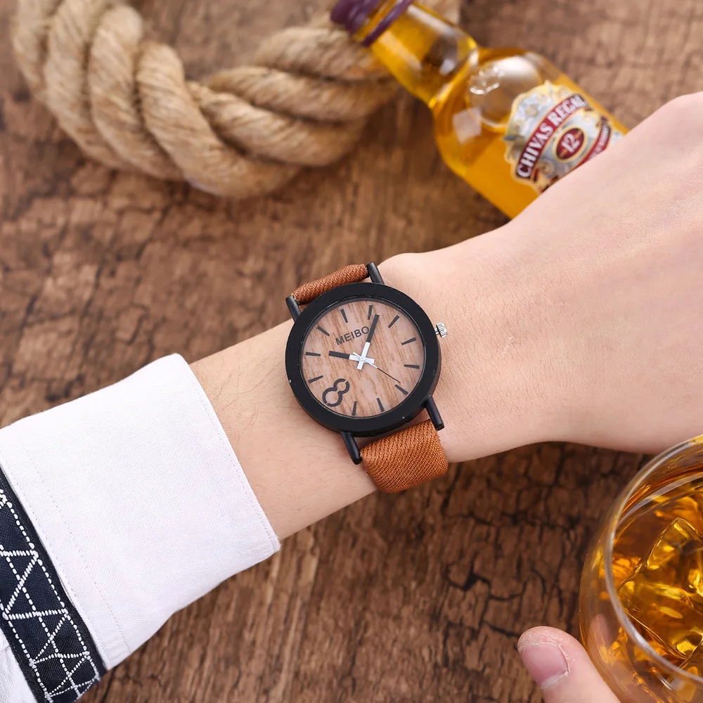 Fashion Wood Pattern Unisex Watches Women Leather Wristwatches Casual Men Vintage Quartz Watch Bayan Kol Saati Ceasuri Relogio vintage bronze digital dial denim belt color men s watch men quartz wristwatches montre homme watches for men erkek kol saati