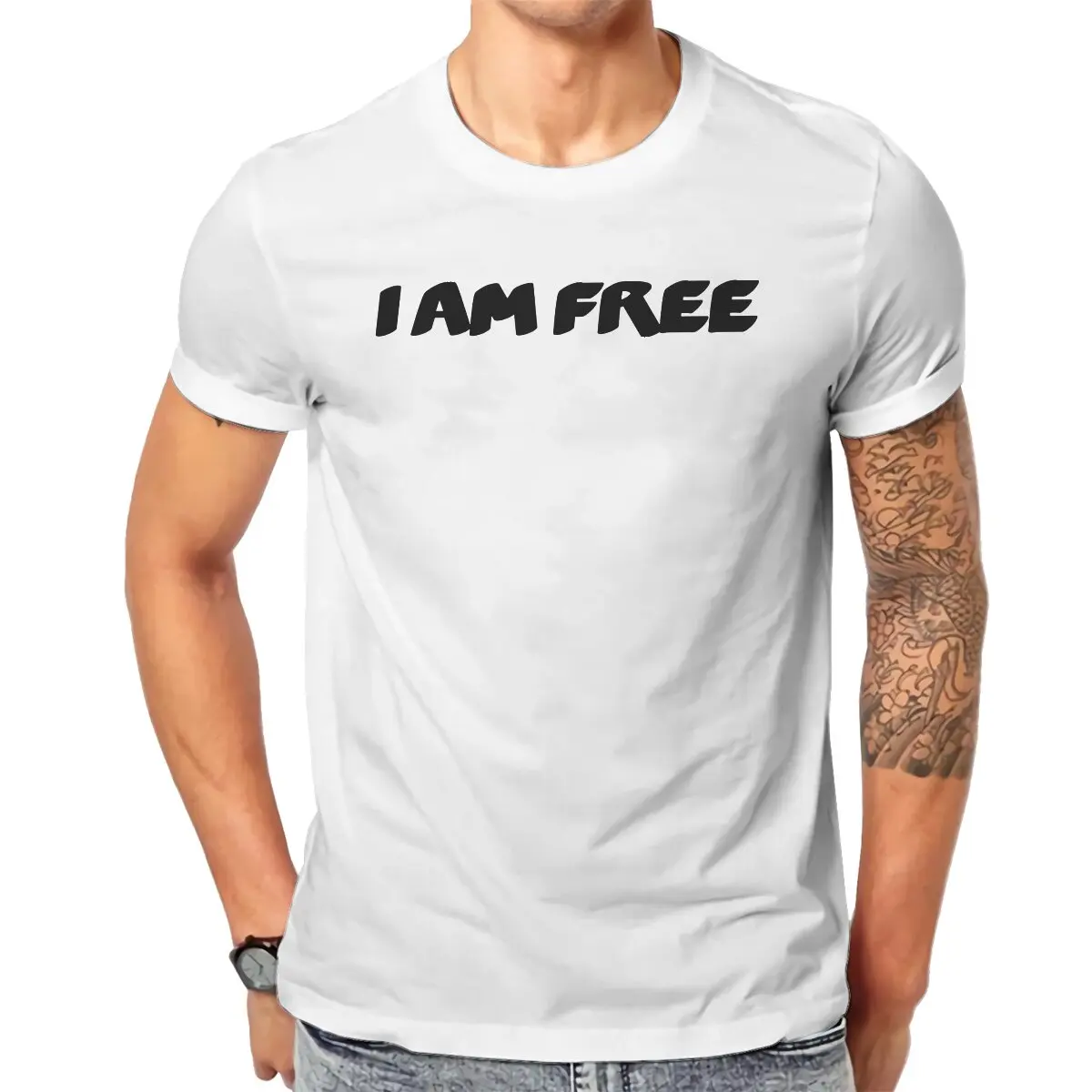 

I Am Free Men T Shirts The Prisoner Patric Cgoohan Vintage Tee Shirt Short Sleeve Crewneck T-Shirt Cotton Gift Idea Clothing