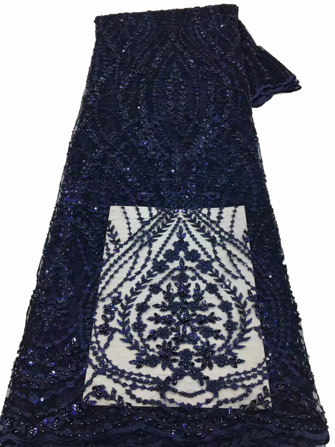 Высококачественная плоская вышитая ткань с бусинами и блестками винтажные