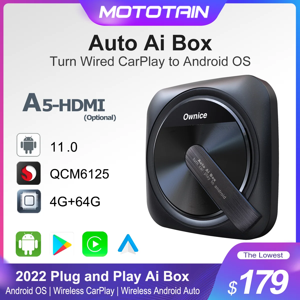 

Ownice A5 QCM6125 HDMI Wireless Carplay Ai Box Android Auto TV for IPTV Pioneer Spotify Youtube MINI Clubman Countryman Cooper