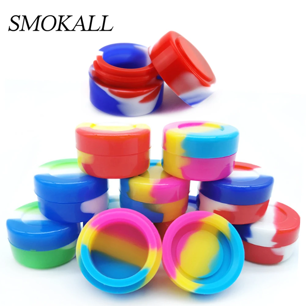 

50Pcs Silicone Case Container 5ml Shisha Jar Herb Storage Boxes For Dab Wax Container Oil Wax Smoking Smoke Tobacco Accessories