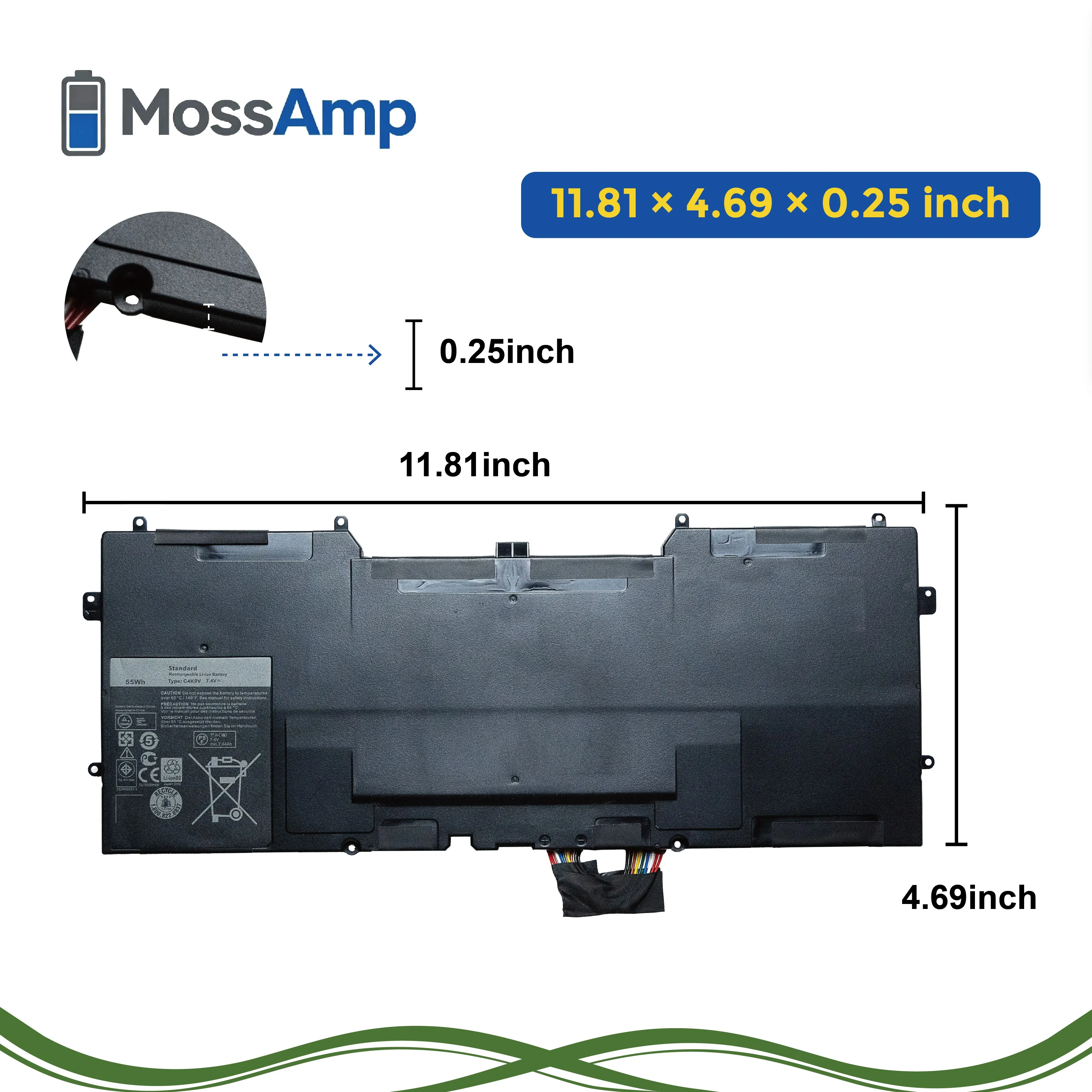 Фото Аккумулятор для ноутбука MossAmp 55Wh C4K9V для DELL XPS 2 L221X 13 9333 9Q33 L321X L322X, замена Y9N00 489XN P20S PKH18 0WV7G0 №4