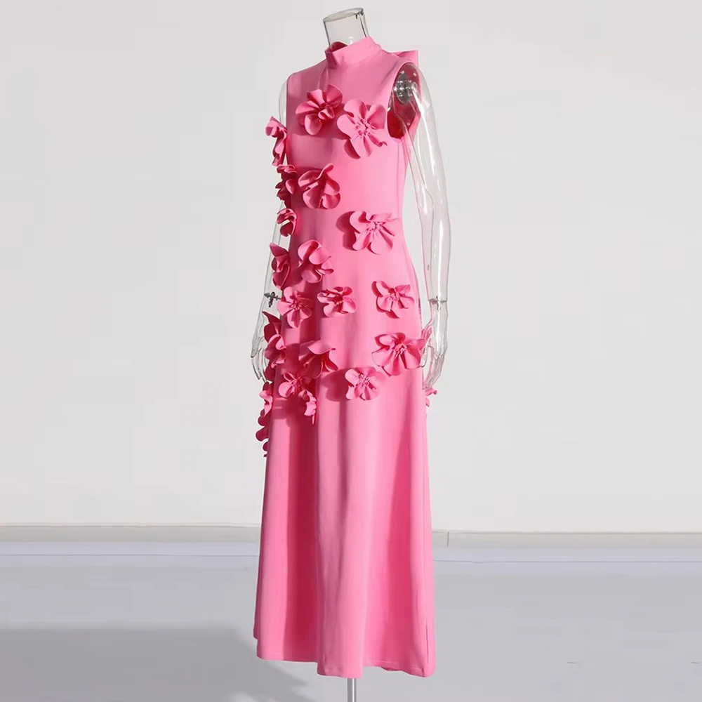 TWOTWINSTYLE однотонное платье на шнуровке для женщин с воротником-стойкой без рукавов