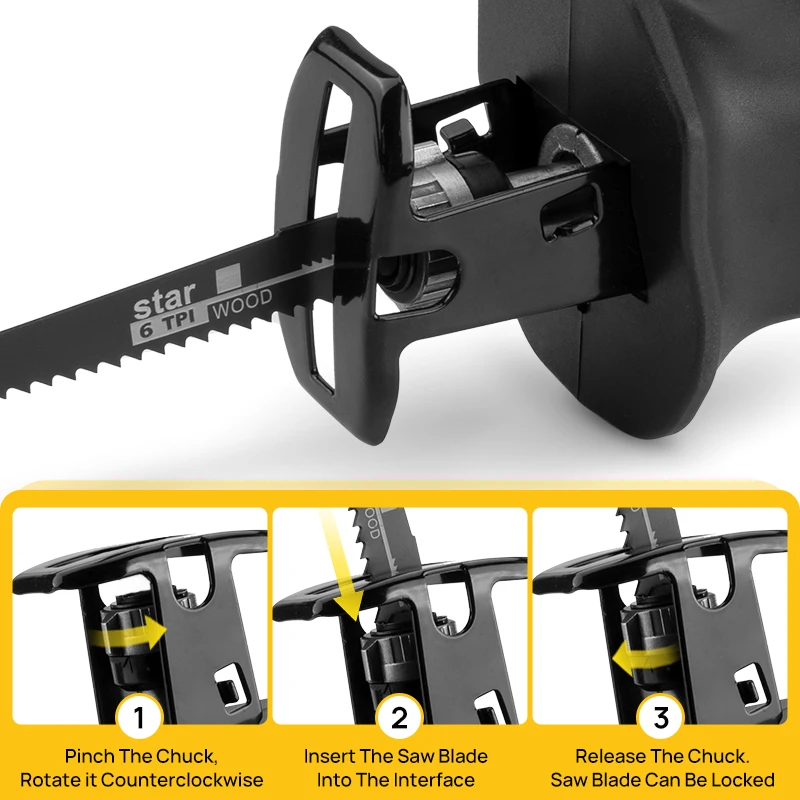 BABEQ 15 мм Бесщеточная сабельная пила Многофункциональная 4 шт. Пильные полотна