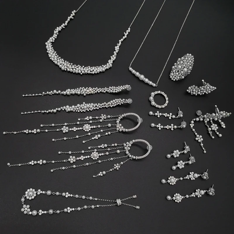 

Pearl series ear stud 925 sterling silver luxury jewelry retro style necklace girls holiday gift fashion high quality