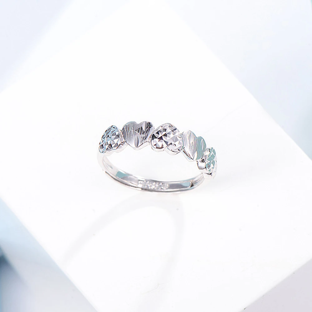 Женское кольцо из реальной однотонной платины 950 на бретельках в виде сердечек 2